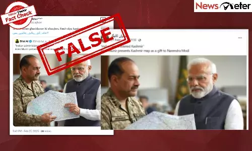 Fact Check: Pakistan army chief gifts Kashmir map to PM Modi? No, viral image is AI-generated