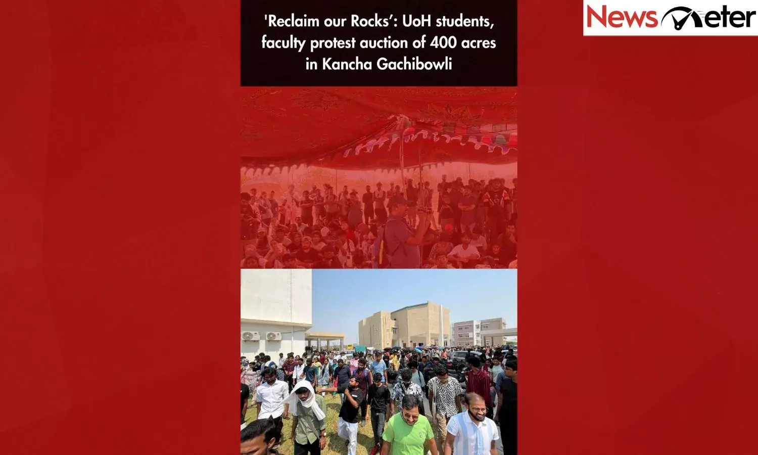 Reclaim our Rocks’: UoH students, faculty protest auction of 400 acres in Kancha Gachibowli