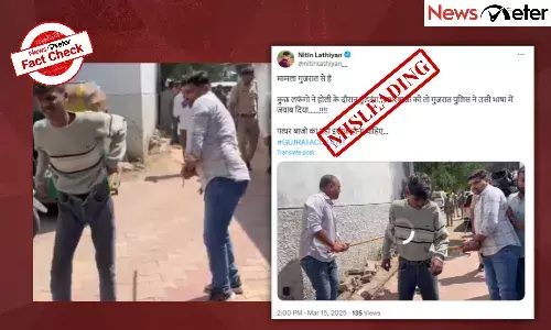 Fact Check: Gujarat cops cane stone-pelters in public for chaos during Holi? Find the truth here