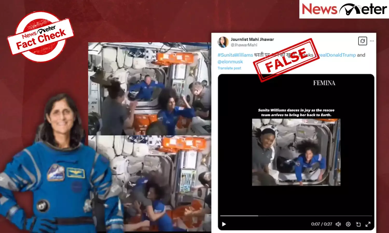Fact Check: Video shows Sunita Williams safe return to Earth? No, it is from 2024