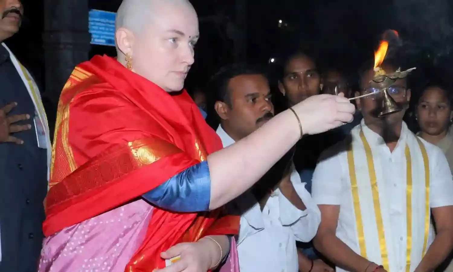 Andhra Dy CM Pawan Kalyan’s wife Anna Lezhneva tonsures head to fulfill vow at Tirumala