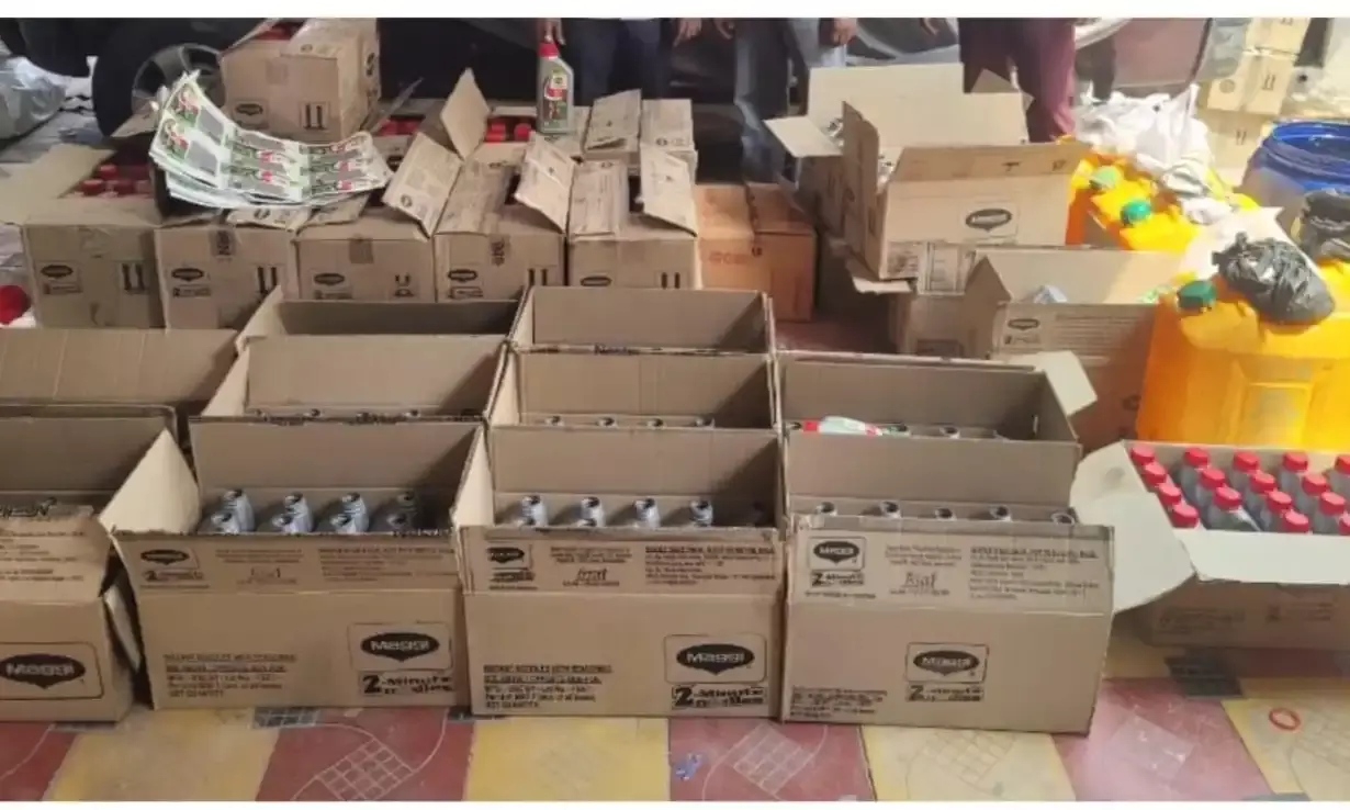 Hyderabad: Man arrested for manufacturing fake engine oil at Noor Khan Bazar; 710 liters seized