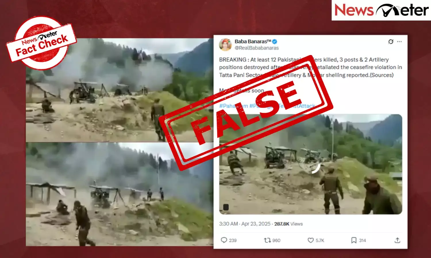 Fact Check: Indian Army retaliates against Pakistan after Pahalgam terror attack? No, video is from 2020