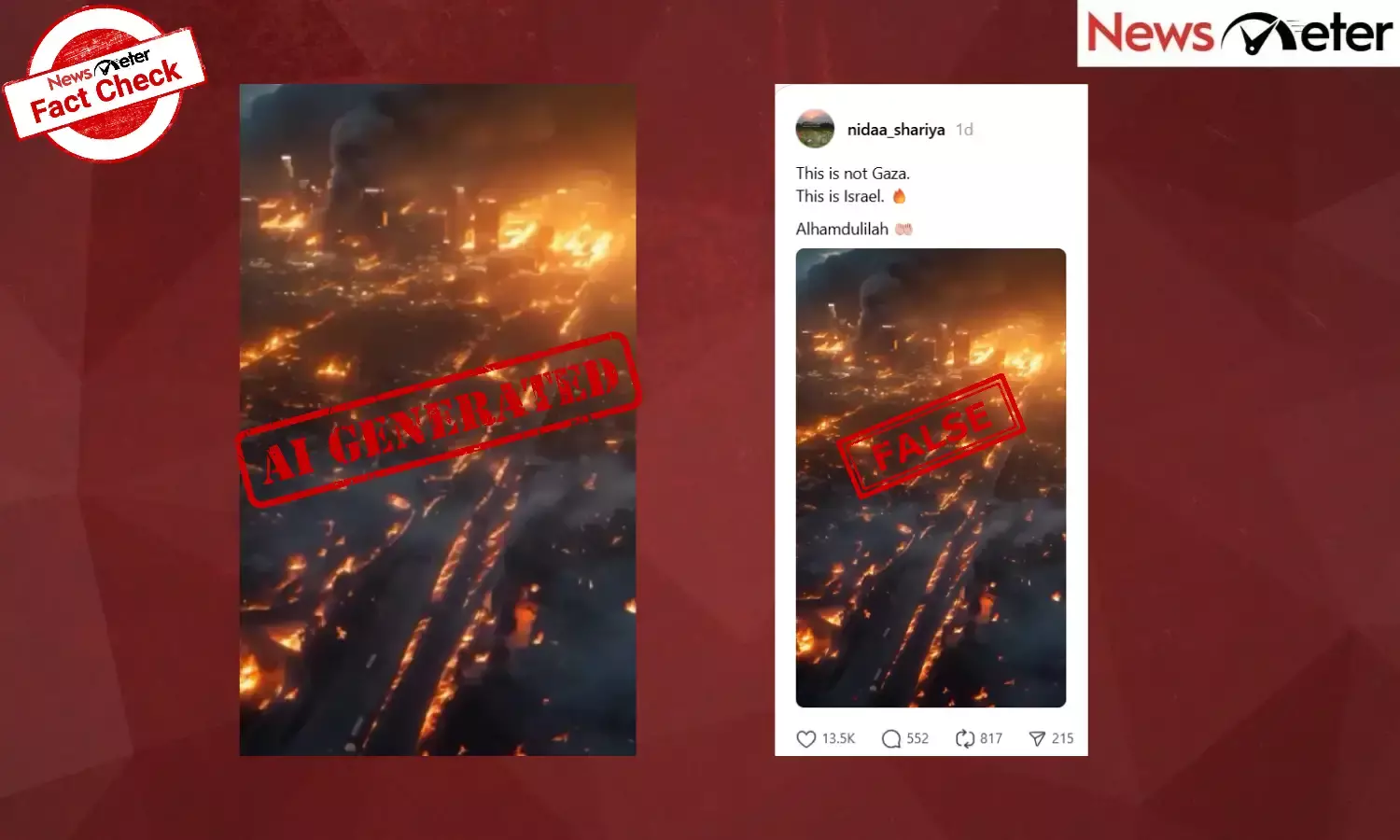 Fact Check: Roads and high-rise towers burning in Israel? No, viral image is AI generated