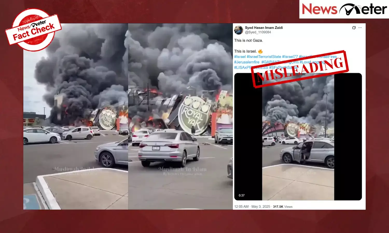 A video claiming to show wildfires hitting human settlements in Israel is viral on social media.