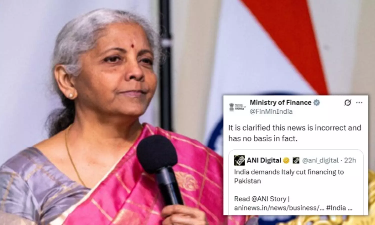 Finance Ministry dismisses media reports of India requesting Italy to cut financing for Pakistan Finance Ministry dismisses media reports of India requesting Italy to cut financing for Pakistan
