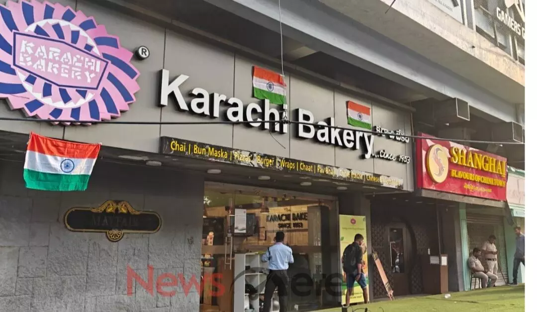 Hyderabad: Karachi Bakery paste India Flag over brand to clear misconception Hyderabad: Karachi Bakery paste India Flag over brand to clear misconception