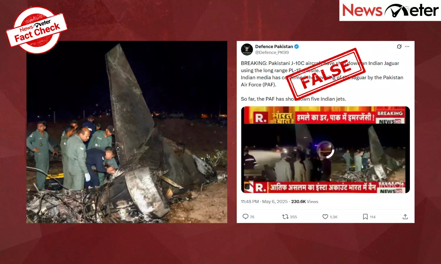 Fact Check: News report shows 5 Indian jets shot down by Pakistan? No, the video is edited Fact Check: News report shows 5 Indian jets shot down by Pakistan? No, the video is edited