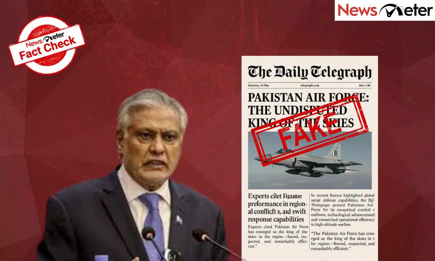 Pak deputy PM quotes fake newspaper clip calling Pakistan Air Force king of the skies Pak deputy PM quotes fake newspaper clip calling Pakistan Air Force king of the skies
