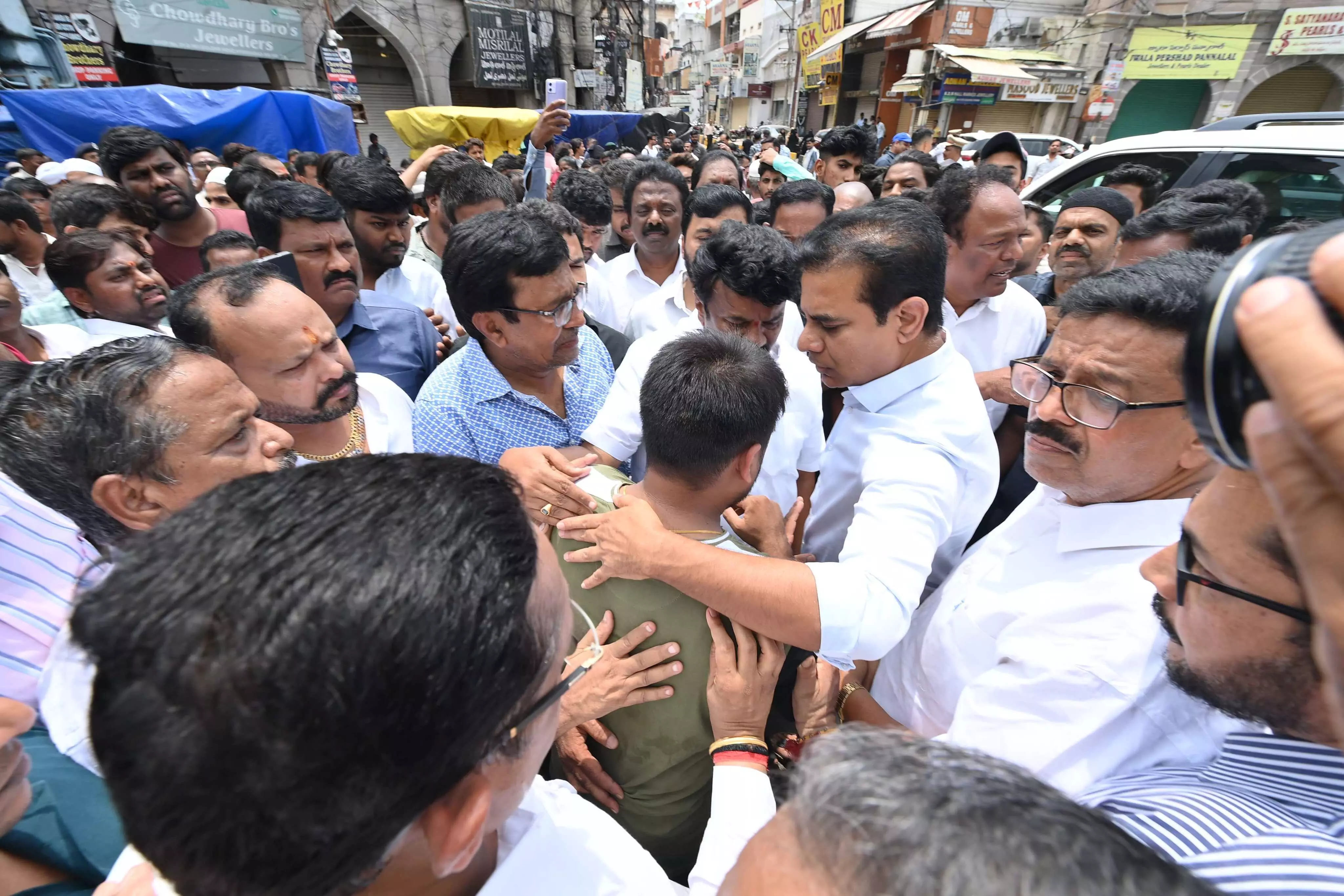 Gulzar House fire: KTR meets affected families, calls for better fire fighting infra, emergency preparedness Gulzar House fire: KTR meets affected families, calls for better fire fighting infra, emergency preparedness
