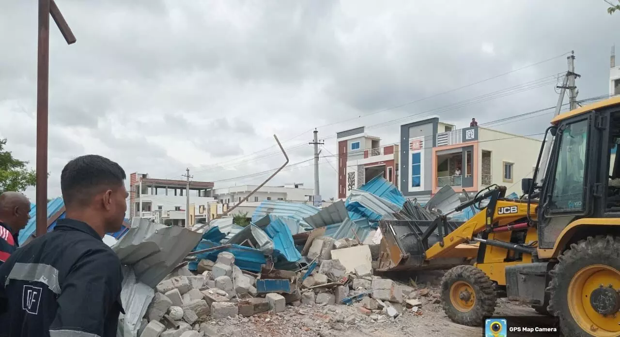 Peerzadiguda: HYDRAA removes illegal structures built on cremation ground Peerzadiguda: HYDRAA removes illegal structures built on cremation ground