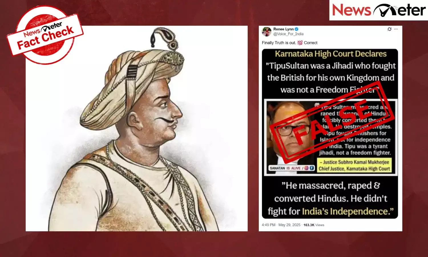 A viral graphic on X claims that the Karnataka High Court recently declared Tipu Sultan a ‘jihadi’ who fought for his own kingdom and not as a freedom fighter.