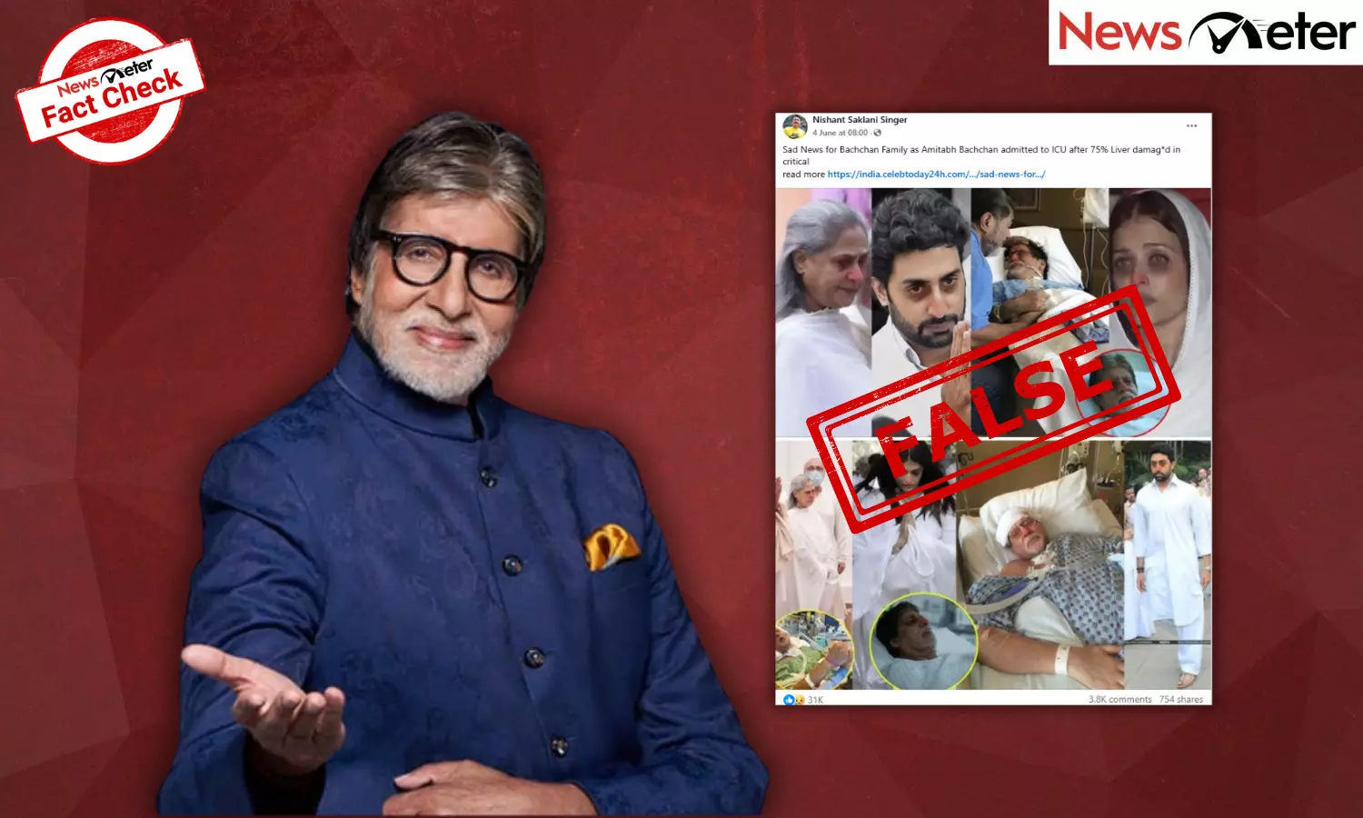 Fact Check: Amitabh Bachchan is in ICU due to liver failure? No, viral post is a clickbait Fact Check: Amitabh Bachchan is in ICU due to liver failure? No, viral post is a clickbait