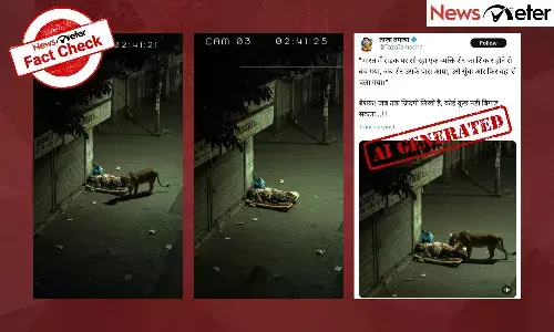 A video showing a lion sniffing a sleeping man and walking away is being shared with the claim that it happened in India.