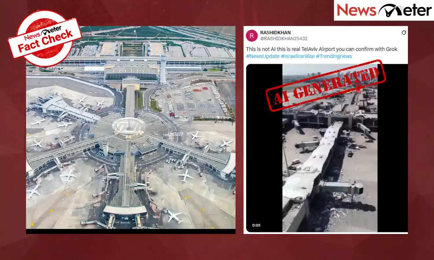 A video claiming to show Tel Aviv Airport destroyed in an Iranian strike is going viral on social media.