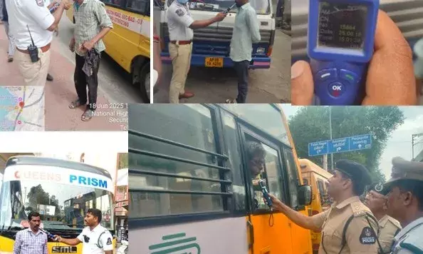 5 school bus drivers found drunk during checks in Hyderabad
