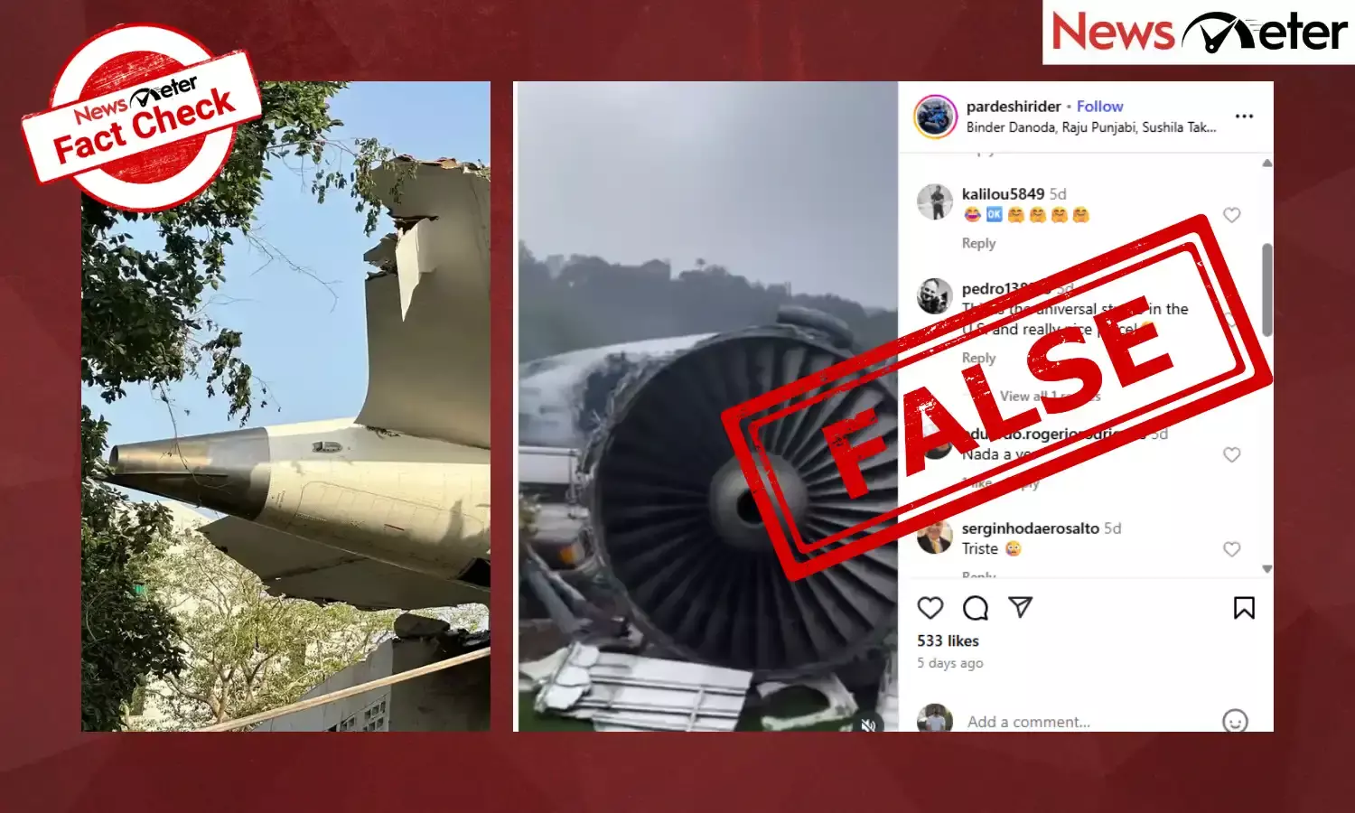 A video claiming to show the Ahmedabad Air India plane crash scene is viral on social media.