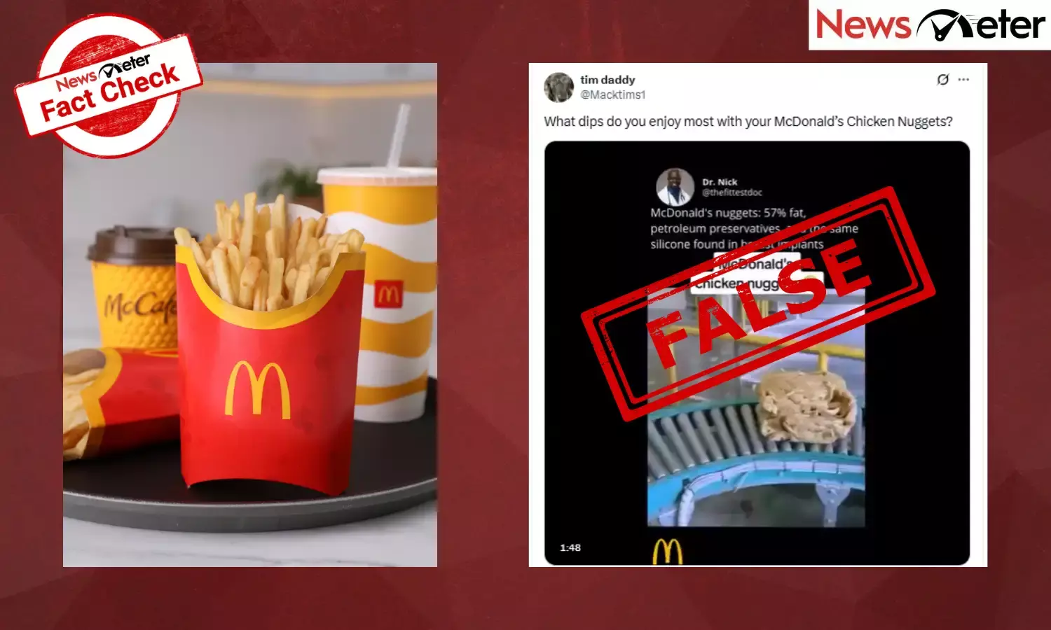 A video claiming to show the unappetizing preparation of McDonald’s chicken nuggets is viral on social media.