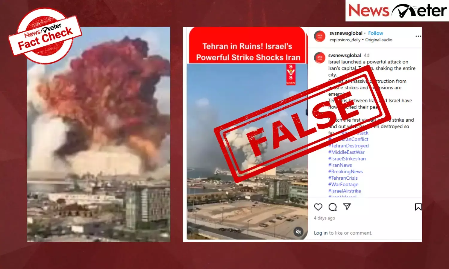 A video claiming to show Israel bombing Iran’s capital, Tehran, causing massive explosions, is going viral on social media.
