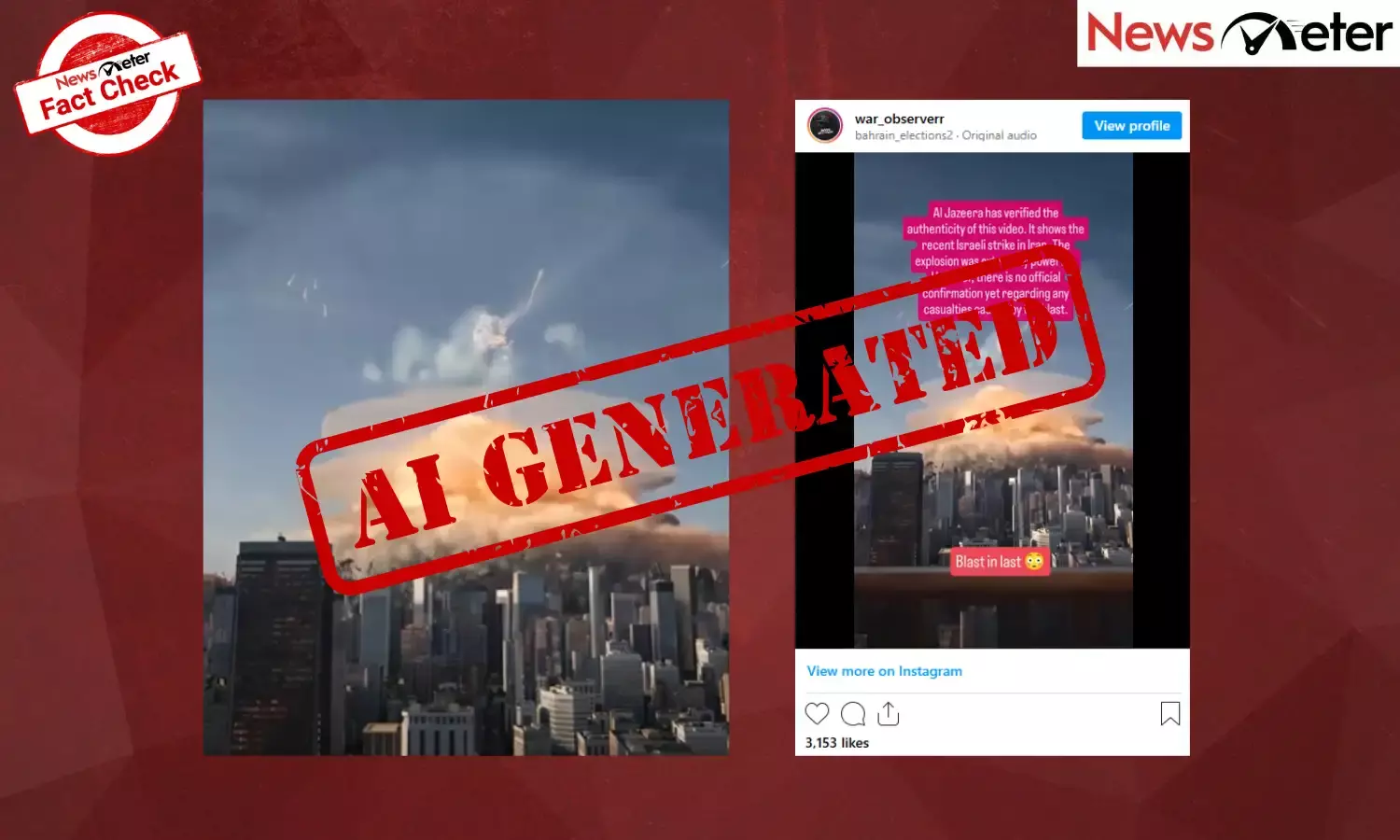 Fact Check: Israel strikes Iran resulting in massive explosion? No, video is AI-generated