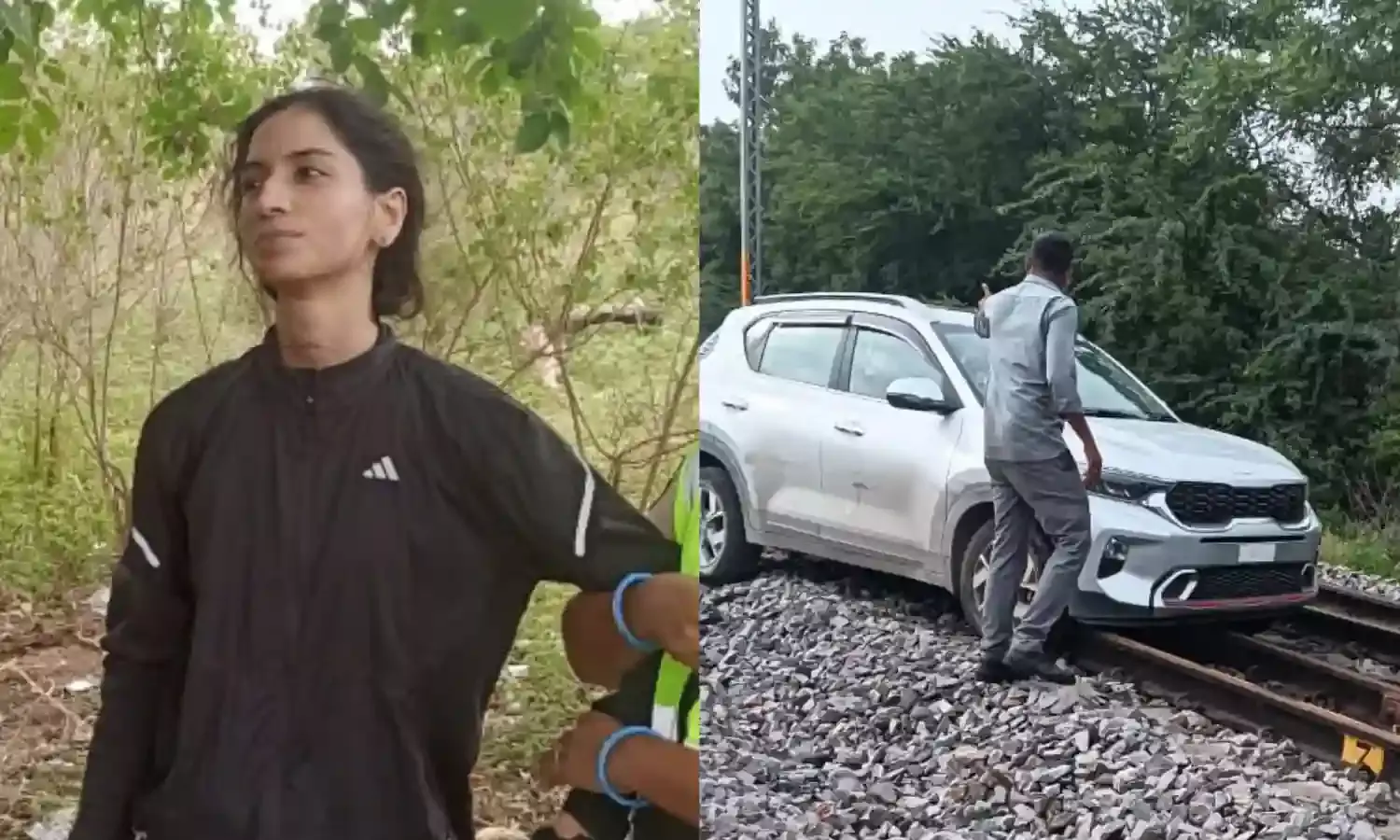 Video : Tipsy woman drives car on railway track; train movement on Shankarpally–Hyderabad line disrupted