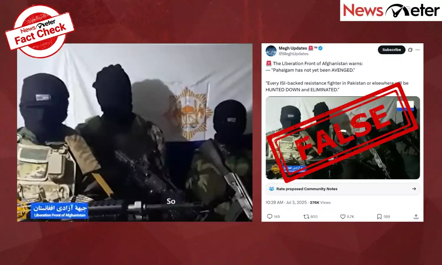Fact Check: Liberation Front of Afghanistan vows to avenge Pahalgam attack? No, video is old