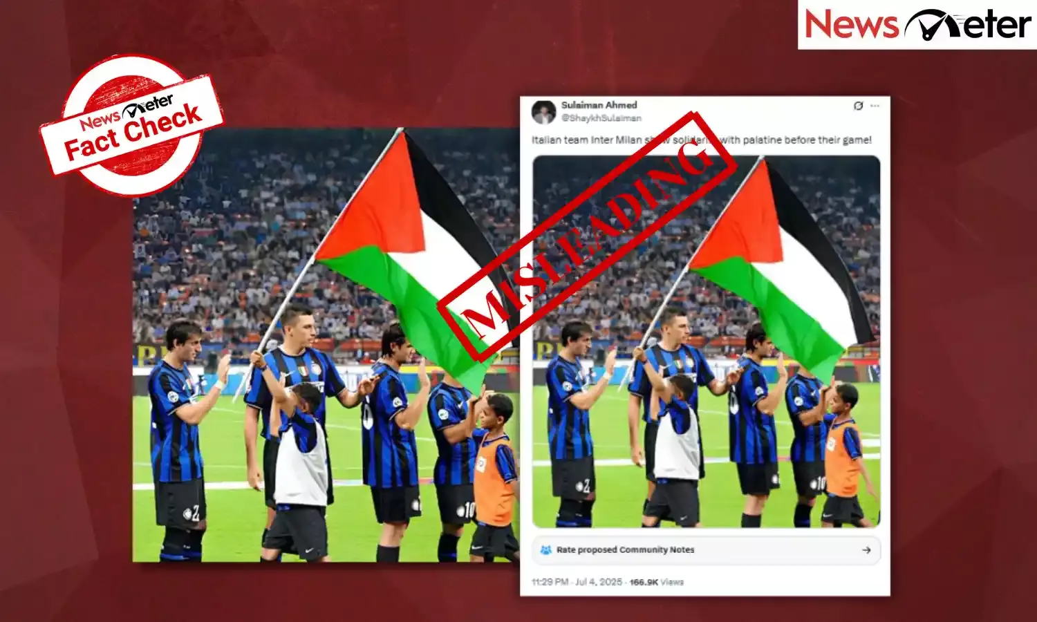 Fact Check: Italian football team shows solidarity with Palestine before game? No, image is cropped