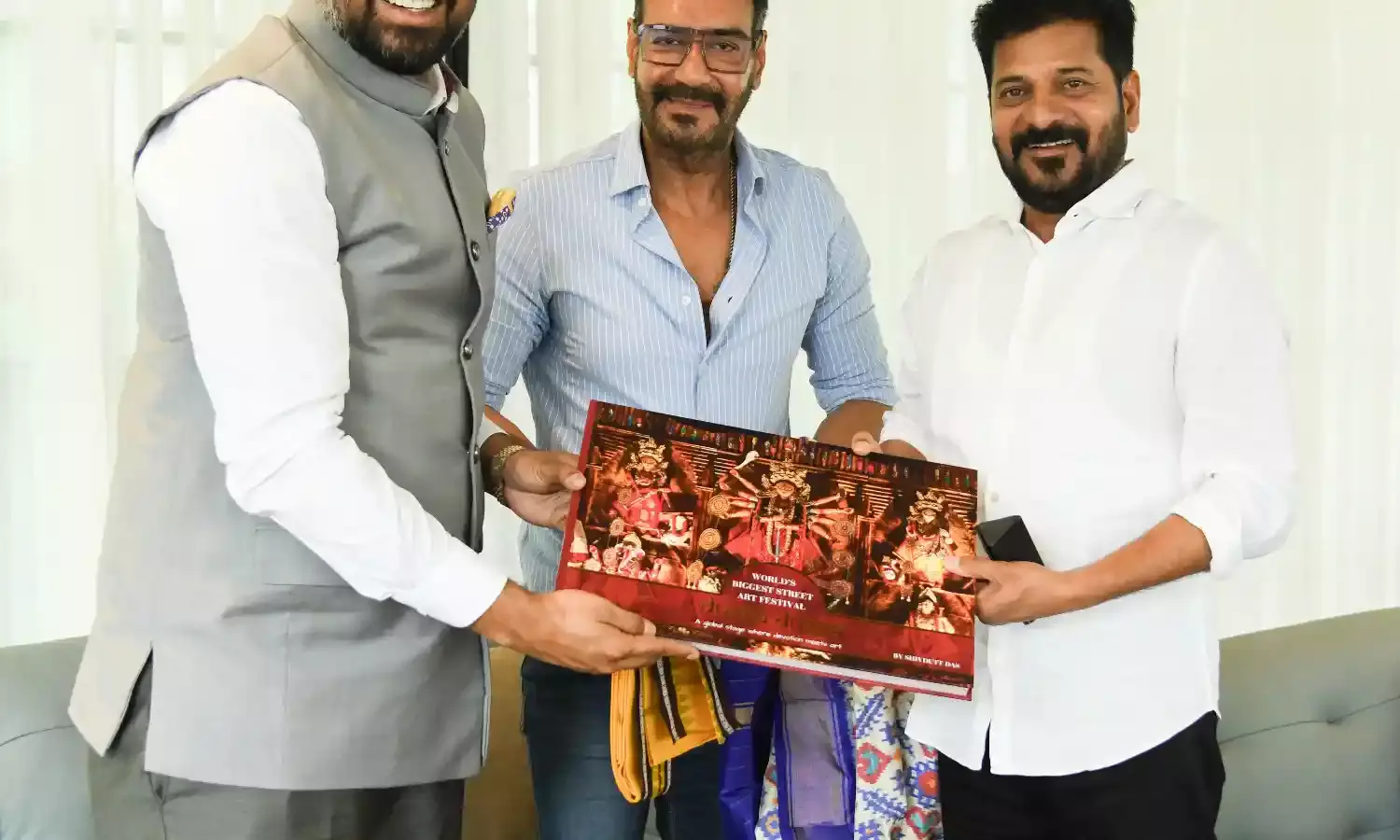 CM Revanth meets Ajay Devgan, Kapil Dev; hardsells `Rising Telangana