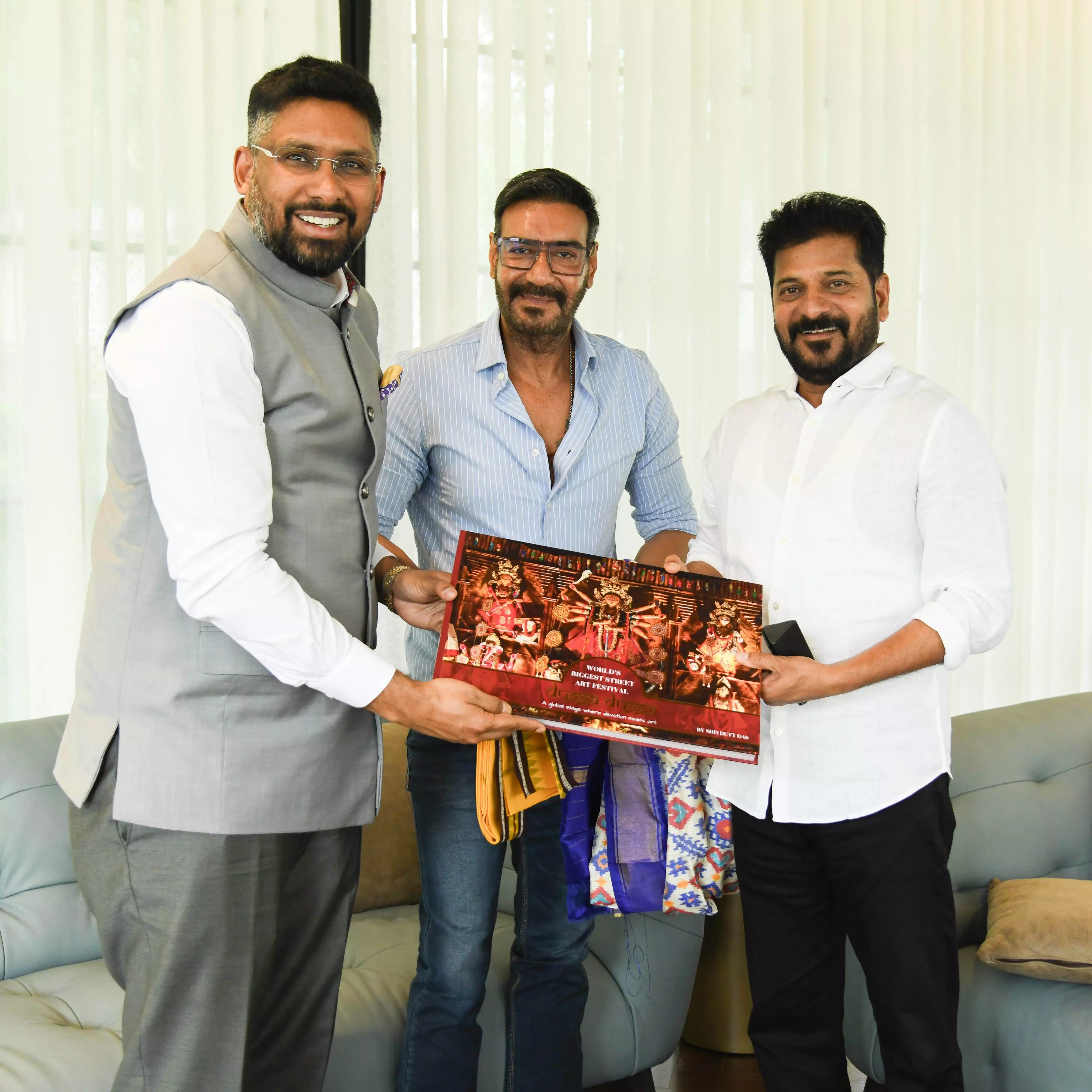CM Revanth meets Ajay Devgan, Kapil Dev; hardsells `Rising Telangana CM Revanth meets Ajay Devgan, Kapil Dev; hardsells `Rising Telangana