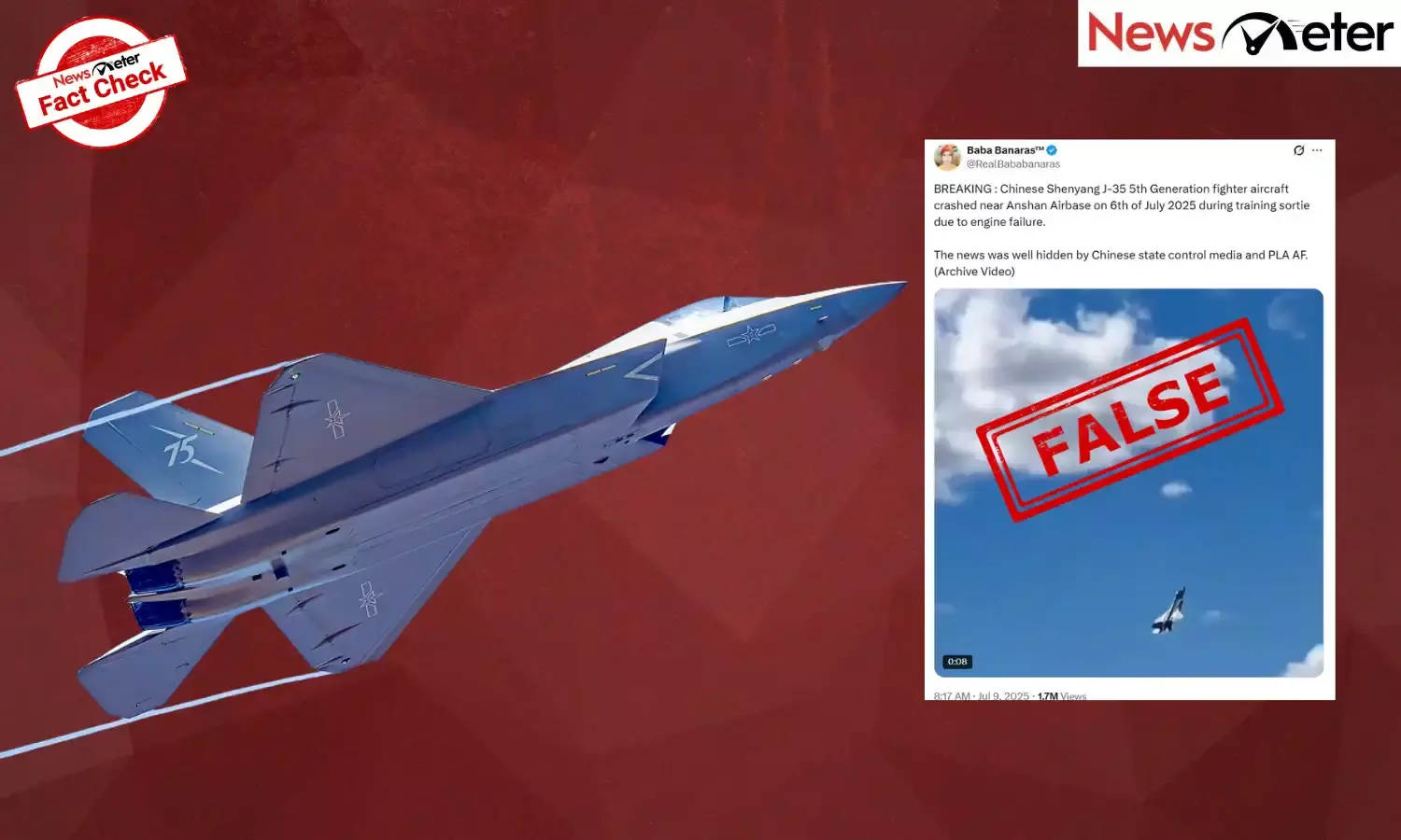 Fact Check: Shenyang J-35 jet crash covered up by China? Here are the facts