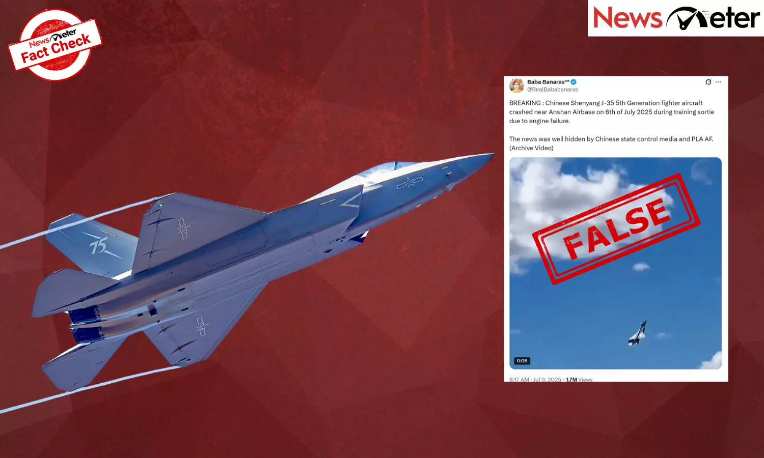 Fact Check: Shenyang J-35 jet crash covered up by China? Here are the facts Fact Check: Shenyang J-35 jet crash covered up by China? Here are the facts
