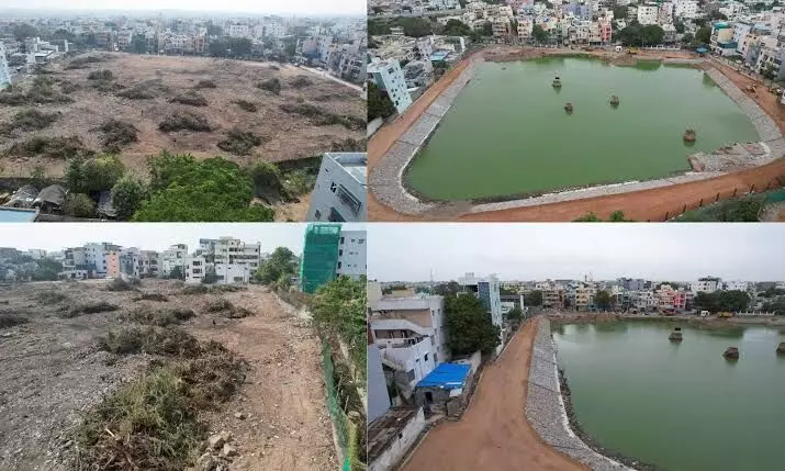 From dumping yard into clean lake: Amberpet locals celebrate restoration of Bathukamma Kunta From dumping yard into clean lake: Amberpet locals celebrate restoration of Bathukamma Kunta