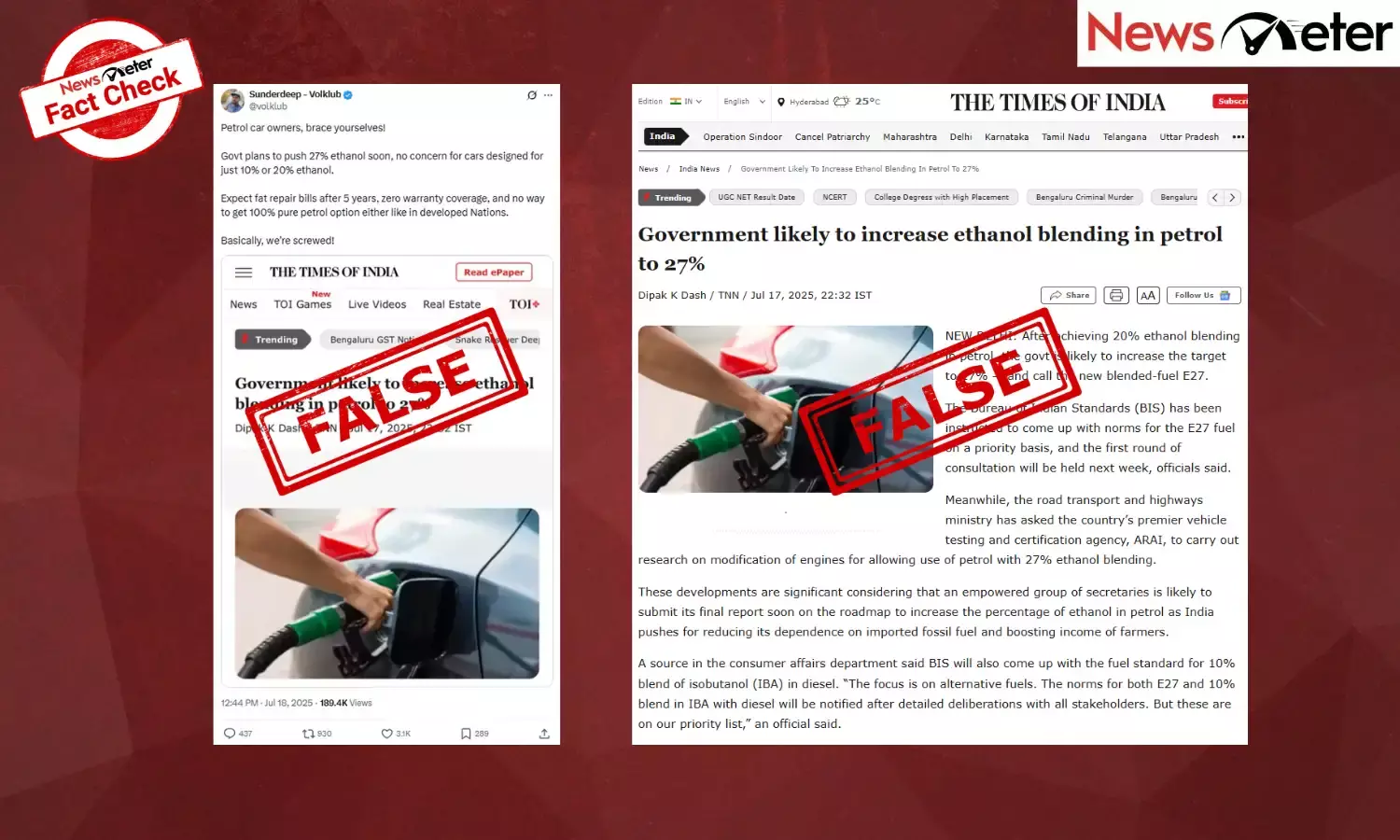 Fact Check: E27 ethanol blend policy under development? No, Petroleum ministry debunks claims