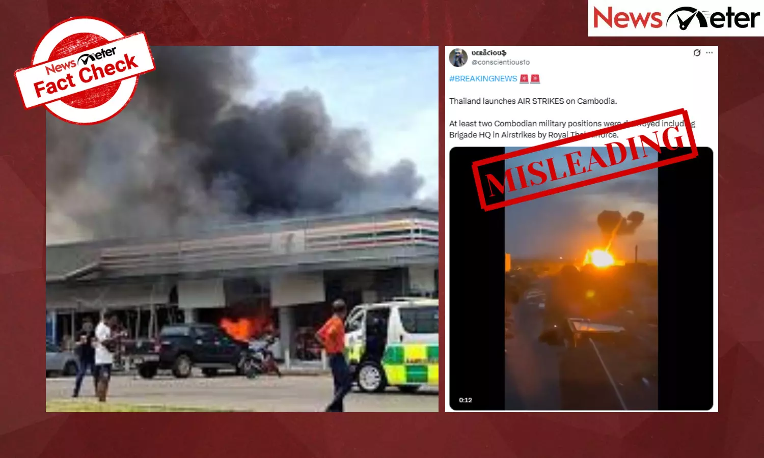 A video circulating on social media claims to show Cambodian military positions, including a Brigade HQ, destroyed by Thai airstrikes amid the ongoing border dispute. A video circulating on social media claims to show Cambodian military positions, including a Brigade HQ, destroyed by Thai airstrikes amid the ongoing border dispute.