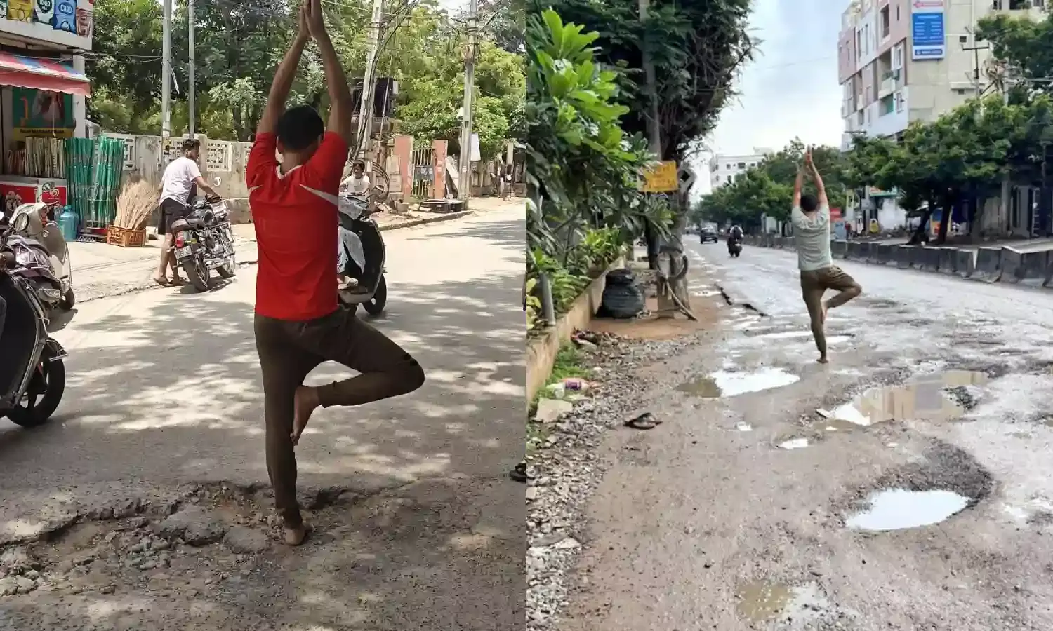 `Potholeasana’: How Hyderabad techie launched a campaign to wake up GHMC to ensure-pothole-free roads