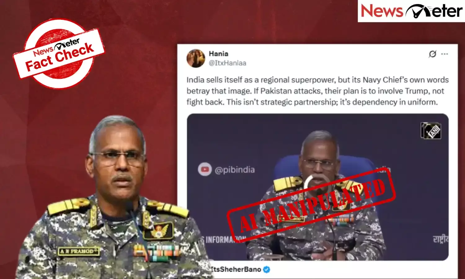 Fact Check: India will complain to US if Pak attacks again? Navy Vice Admiral’s video is AI-manipulated