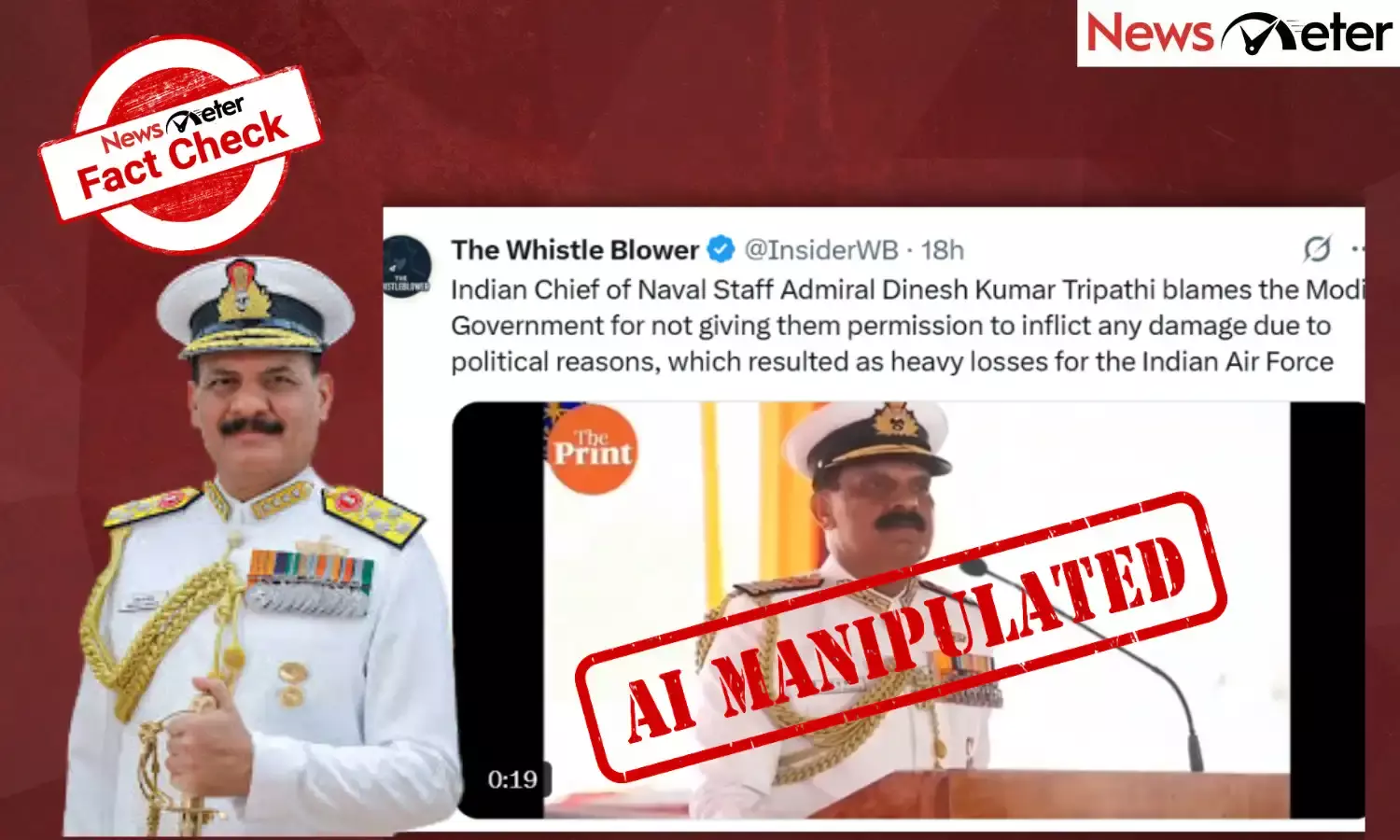 Fact Check: Navy chief blames govt’s restraint for losses in Operation Sindoor? No, video is AI-manipulated
