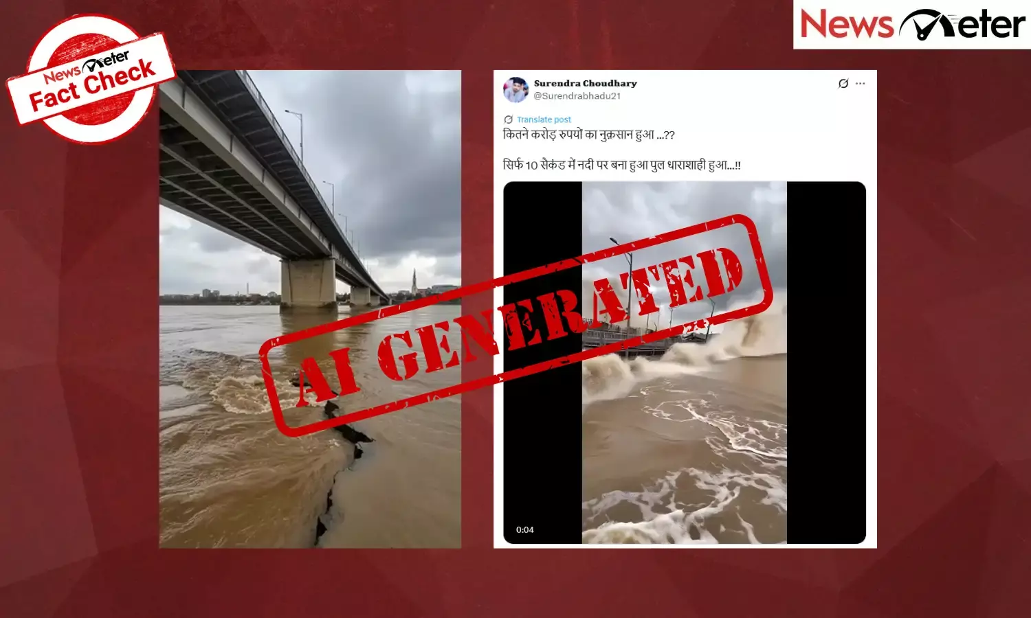 Fact Check: Bridge collapses in 10 seconds? Video is AI-generated