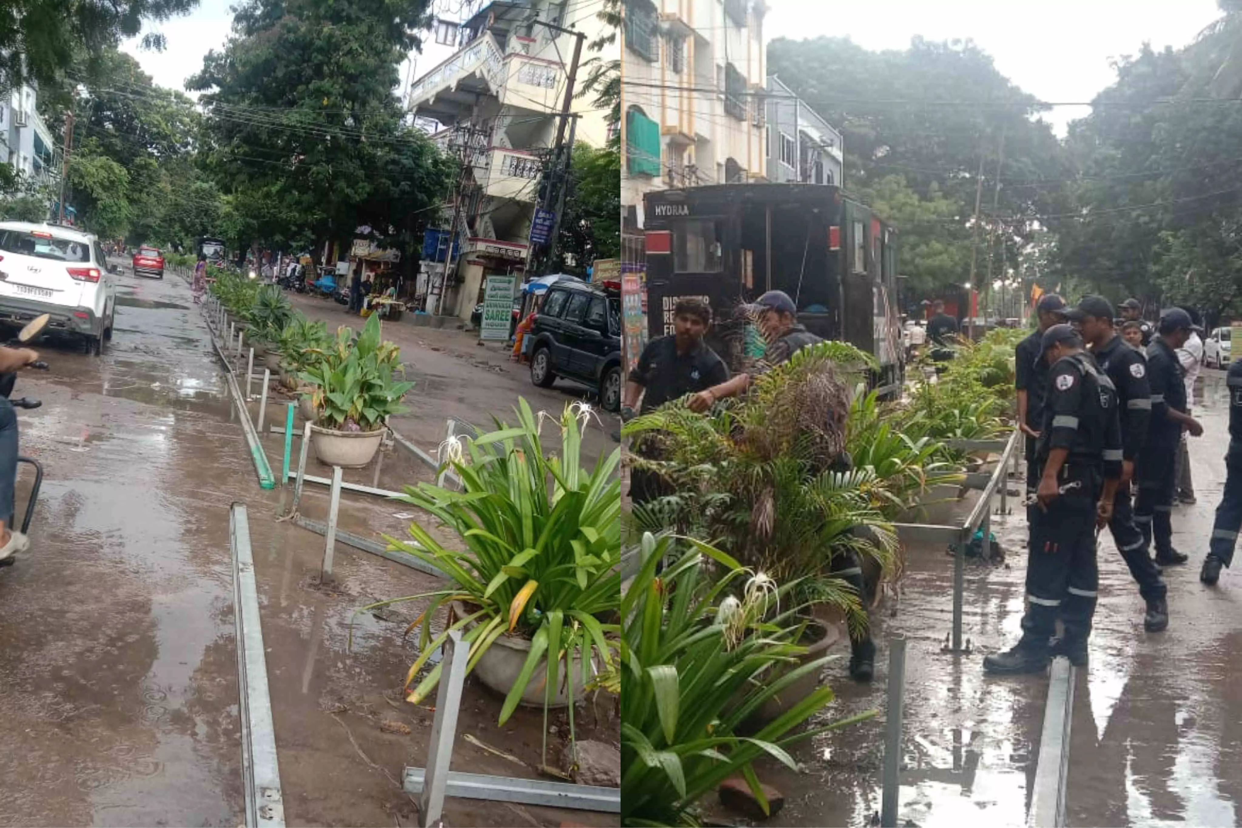 Traffic congestion eases in Madhuranagar after HYDRAA removes iron railings on drain Traffic congestion eases in Madhuranagar after HYDRAA removes iron railings on drain