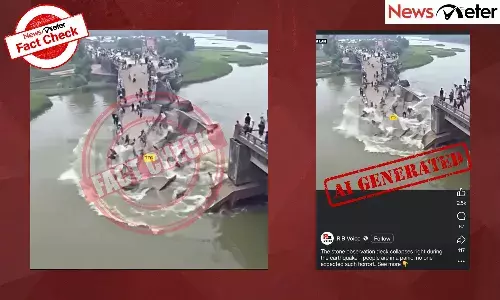 A video claims to show a bridge collapsing during an earthquake, with people in panic.