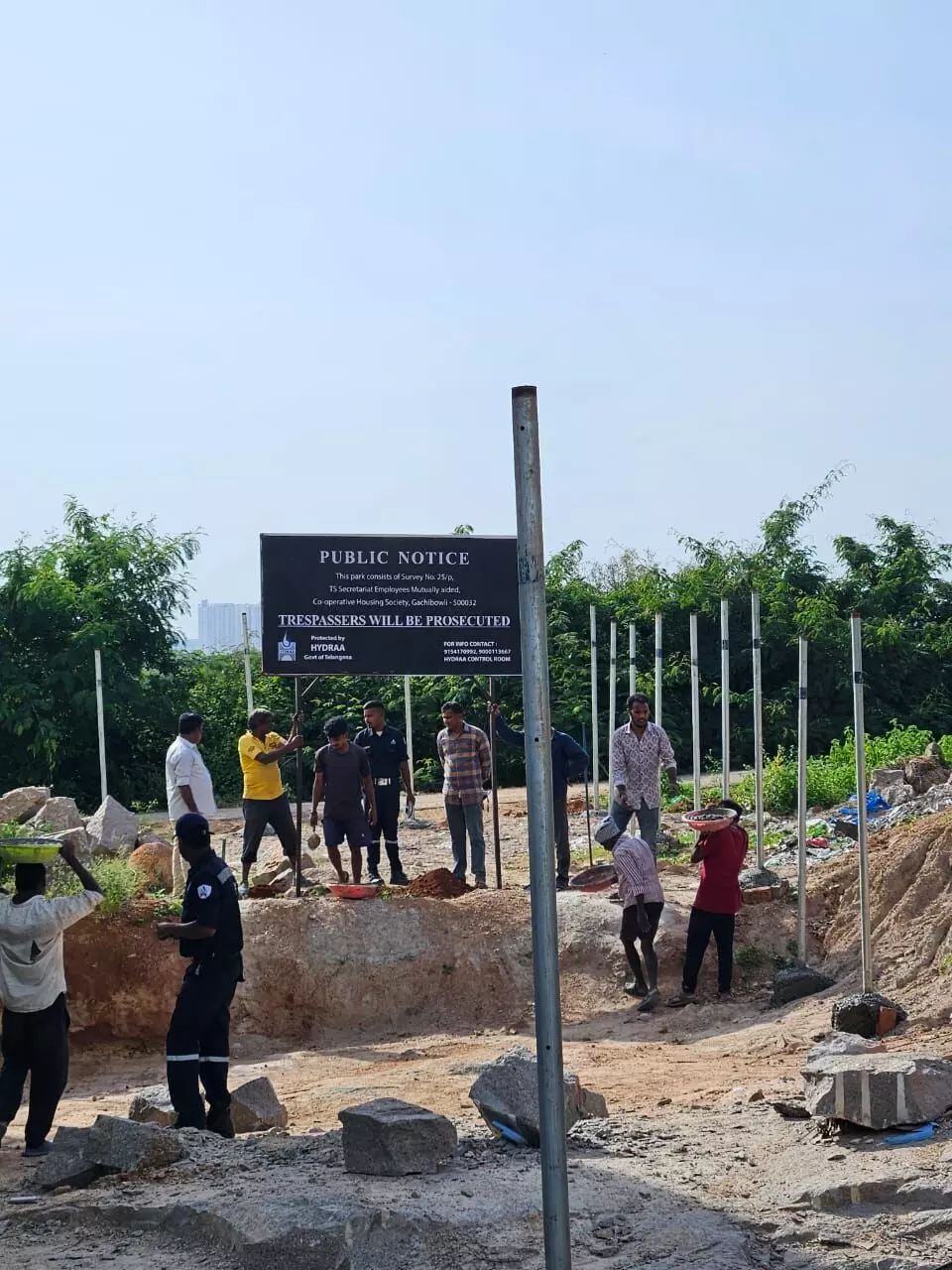 HYDRAA reclaims 600 sq yards of encroached land worth Rs 11 crore in Gachibowli HYDRAA reclaims 600 sq yards of encroached land worth Rs 11 crore in Gachibowli