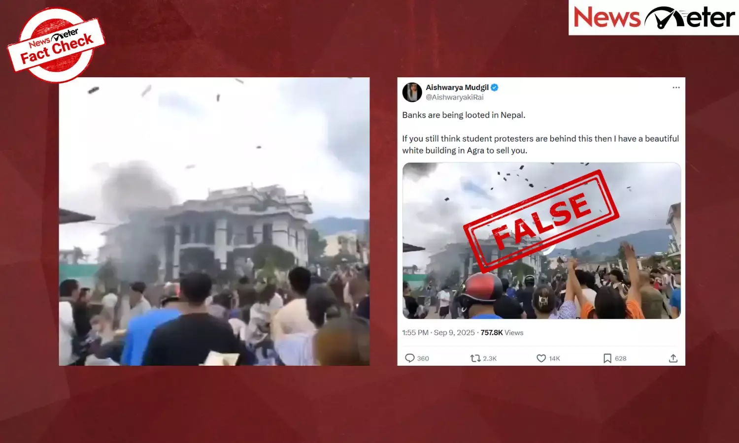 Fact Check: Nepal protesters loot bank, scatter cash? No, video shows vandalism at Energy Minister’s house
