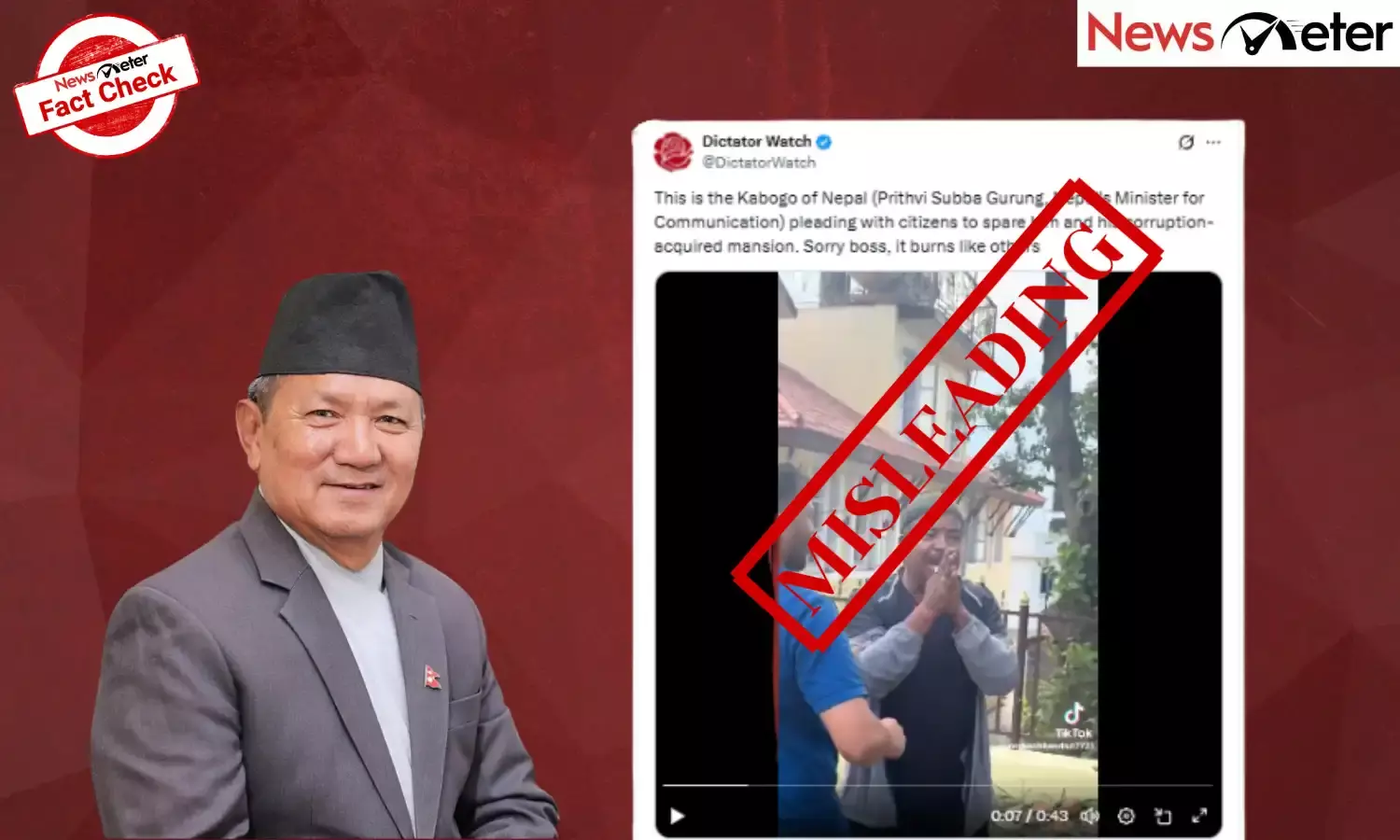 Fact Check: Nepal communication minister Prithvi Gurung’s house torched? Yes, but viral video misleads
