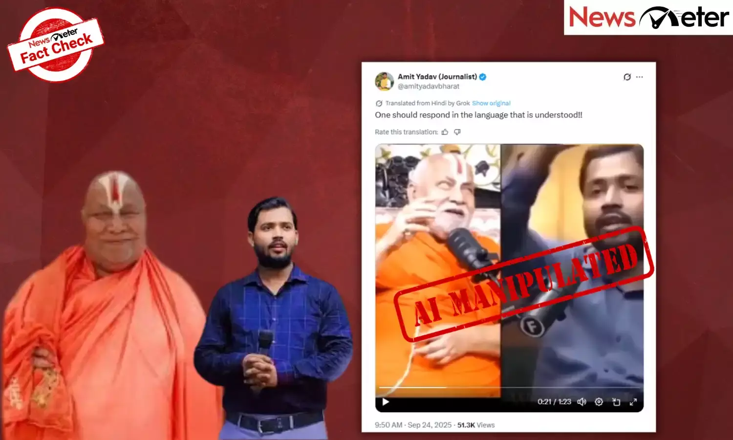 Fact Check: Khan Sir slams Rambhadracharya ji for criticising reservations? No, video is AI-manipulated