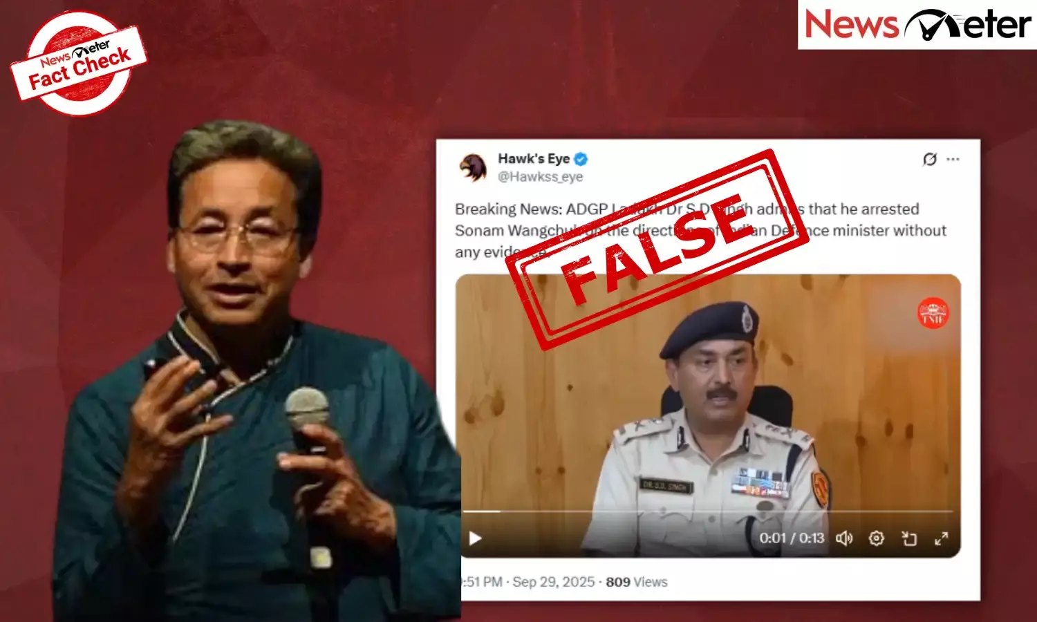 Fact Check: Sonam Wangchuk’s arrest – Ladakh DGP admits to false arrest? No, video is manipulated