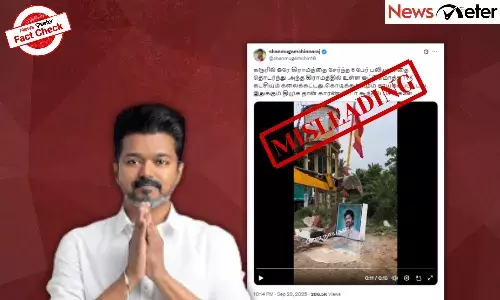 Fact Check: Karur rally stampede ā Vijayās portrait, TVK flagpole demolished? No, video is old