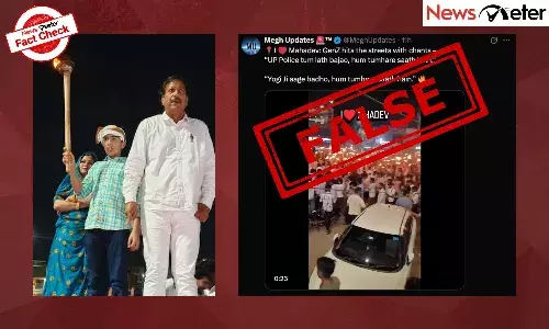 Gen Z youth in UP hold torch rally for Yogi, police? No, video is from Jaipur Gen Z youth in UP hold torch rally for Yogi, police? No, video is from Jaipur