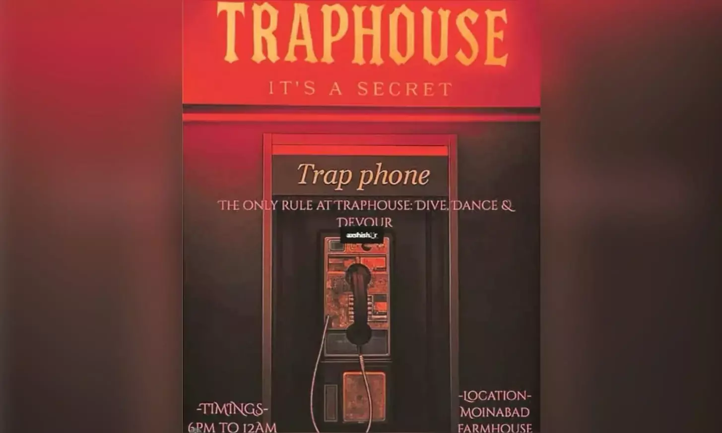 Hyderabad: Secret `Trap House Party’ involving 50 minors busted in Moinabad; 2 test positive for drugs