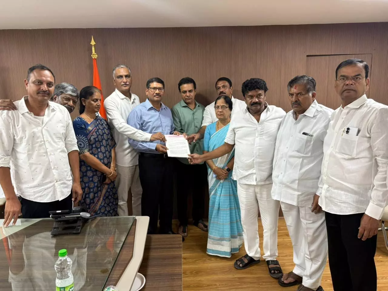 Hyderabad: KTR, Harish Rao travel by TGSRTC buses to protest fare hike, privatization Hyderabad: KTR, Harish Rao travel by TGSRTC buses to protest fare hike, privatization