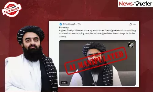 Fact Check: Afghanistanās FM Mutaqqi announces Hindu temples? No, video is AI-manipulated Fact Check: Afghanistanās FM Mutaqqi announces Hindu temples? No, video is AI-manipulated